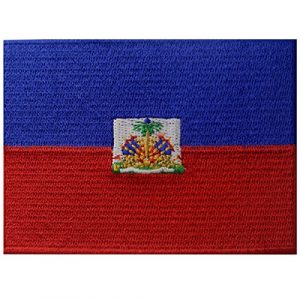 EmbTao Airsoft Morale Patch 1 Haiti Flag Embroidered Patch Haitian Iron On Sew On National Emblem
