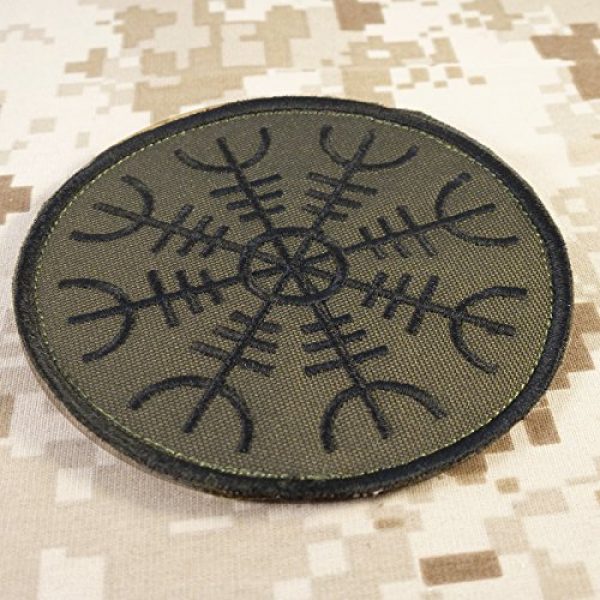 LEGEEON Airsoft Morale Patch 2 LEGEEON Aegishjalmr Viking Helm of Awe Olive Drab OD Terror Protection Rune Morale Sew Iron on Patch