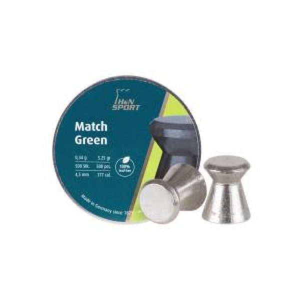 Haendler & Natermann Pellets and BBs 1 H&N Match Green .177 Cal, 5.25 gr - 500 ct 0.177
