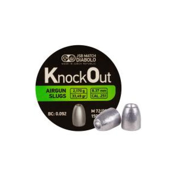 Predator International Pellets and BBs 1 JSB KnockOut Slugs, .251 Caliber, 33.49 Grains - 150ct 0.25