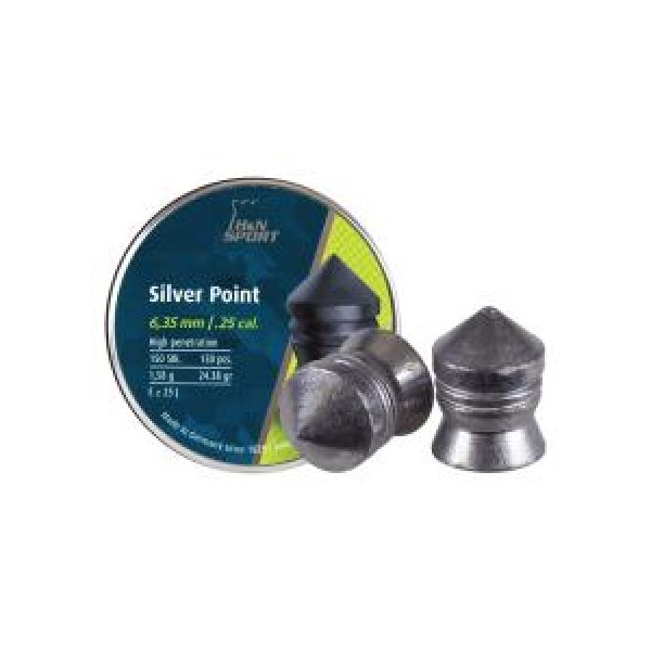 Haendler & Natermann Pellets and BBs 1 H&N Silver Point .25 Cal, 24.38 gr - 150 ct 0.25