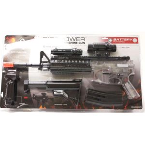 See Airsoft Rifle 1 Fire Power Electric Clear F4D/M4A1 Assault Rifle FPS-220 Fore Grip, Flashlight And Collapsible Stock Airsoft Gun