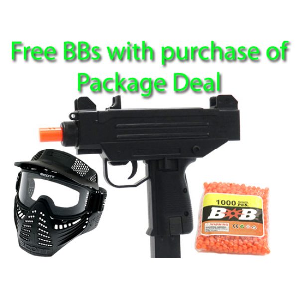 See Airsoft Rifle 1 Firepower Micro Uzi FPS-158 Electric Airsoft Gun Package Deal (Mask and BBs)