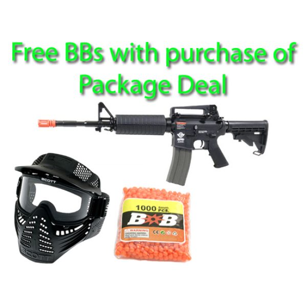 See Airsoft Rifle 1 G&G Combat Machine M16 Carbine Rifle FPS- 420 Electric Airsoft Gun Package Deal (Mask and BBs)