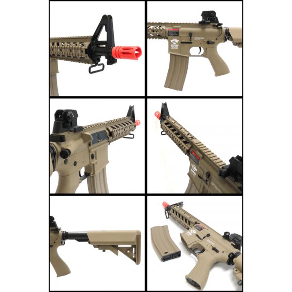 See Airsoft Rifle 2 G&G Combat Machine M16 Raider Desert Tan Rifle FPS-420 Electric Airsoft Gun Package Deal (Mask and BBs)