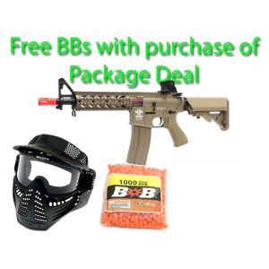 See Airsoft Rifle 1 G&G Combat Machine M16 Raider Desert Tan Rifle FPS-430 Electric Airsoft Gun Package Deal (Mask and BBs)