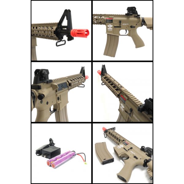 See Airsoft Rifle 2 G&G Combat Machine M16 Raider Desert Tan Rifle FPS-430 Electric Airsoft Gun Package Deal (Mask and BBs)