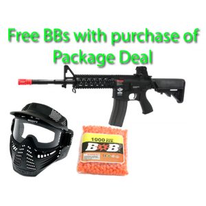 See Airsoft Rifle 1 G&G Combat Machine M16 Raider Long Rifle FPS-420 Electric Airsoft Gun Package Deal (Mask and BBs)