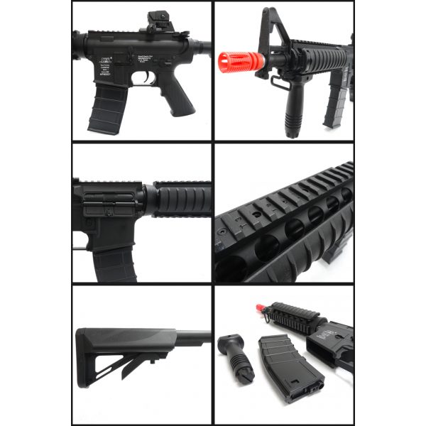 See Airsoft Rifle 2 ICS Electric CQB Sport M4 Assault Rifle FPS-425 Fore Grip, Collapsible, Double Magazines Stock Airsoft Gun