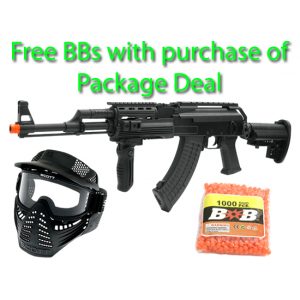 See Airsoft Rifle 1 Jing Gong Full Metal Tactical AK-47 Electric Rifle FPS-450 Airsoft Gun Package Deal (Mask and BBs)