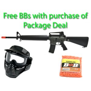 See Airsoft Rifle 1 Jing Gong M16A3 Rifle FPS-470 Electric Airsoft Gun Package Deal (Mask and BBs)