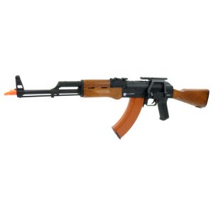 See Airsoft Rifle 1 Kalashnikov Electric Full Metal AKM Scope Mount Rifle FPS-487 Faux Wood, Full Stock, Double Magazine Airsoft Gun