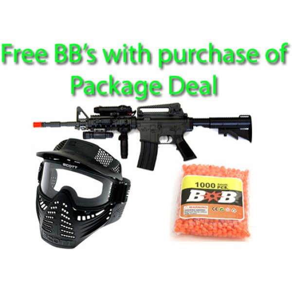 See Airsoft Rifle 1 M16 3081 Assault Rifle FPS-200 Electric Airsoft Gun Package Deal (Mask and BBs)