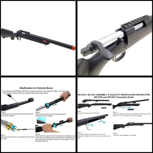 See Airsoft Rifle 2 Spring Jing Gong SR-5230 Bar-10 G-Spec Bolt Action Sniper Rifle FPS-475 Airsoft Gun
