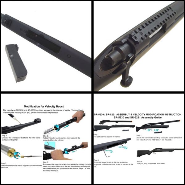 See Airsoft Rifle 2 Spring Jing Gong SR-5231 Bar-10 (PRO) Bolt Action Sniper Rifle FPS-475 Airsoft Gun