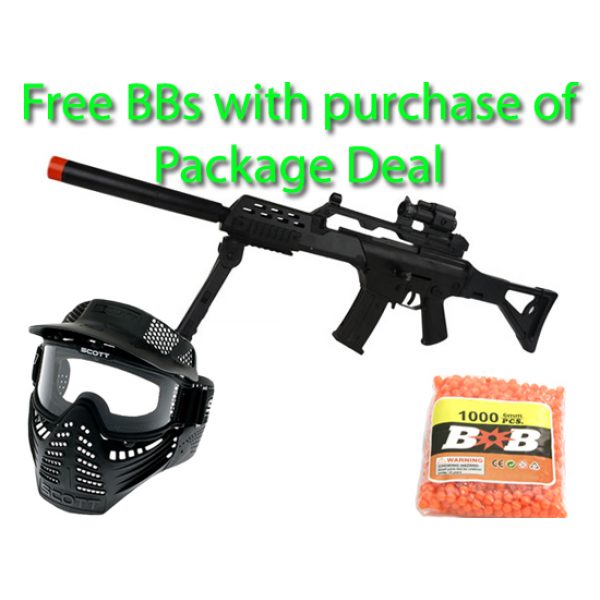 See Airsoft Rifle 1 Spring JP 957B Sniper Rifle FPS-220 Airsoft Gun Package Deal (Mask and BBs)