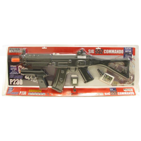 See Airsoft Rifle 1 Swiss Arms Electric Sig SG552 Commando Rifle FPS-320 And Sig Sauer Spring P230 FPS-180 Pistol Combo Pack Airsoft Guns