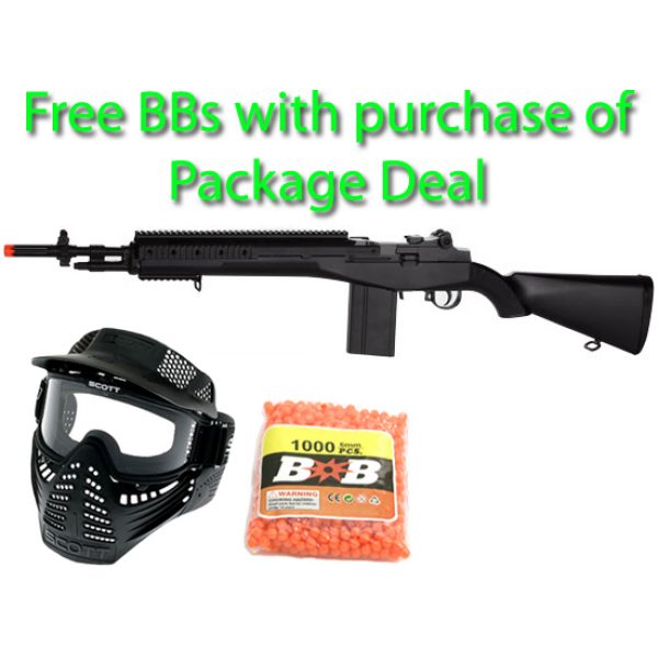 See Airsoft Rifle 1 Spring M14 M1 Garand A1 Sniper Rifle FPS-390 Airsoft Gun Package Deal (Mask and BBs)