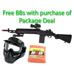 See Airsoft Rifle 1 Spring M14 M1 Garand A2 Sniper Rifle FPS-390 Airsoft Gun Package Deal (Mask and BBs)