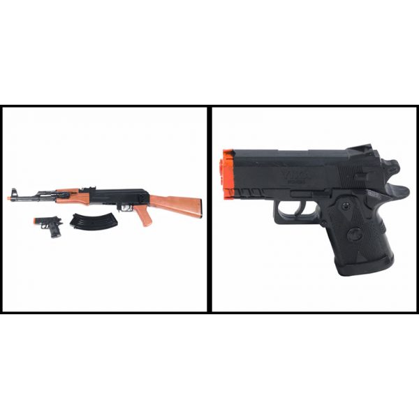 See Airsoft Rifle 2 AK-47Y Assault Rifle And Pistol Combo Spring Airsoft Gun