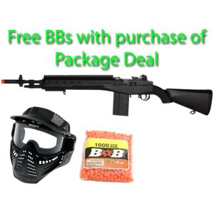 See Airsoft Rifle 1 Spring M14 M1 Garand B1 Sniper Rifle FPS-390 Airsoft Gun Package Deal (Mask and BBs)