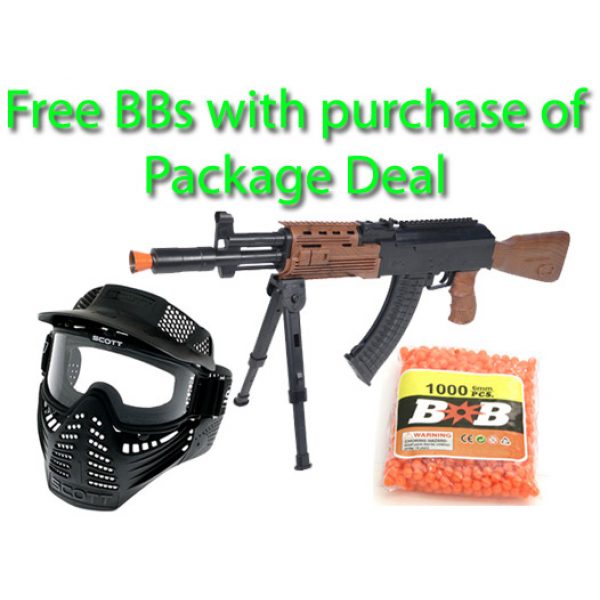 See Airsoft Rifle 1 Bunker AK-47 Assault Rifle FPS-225 Spring Airsoft Gun Package Deal (Mask and BBs)