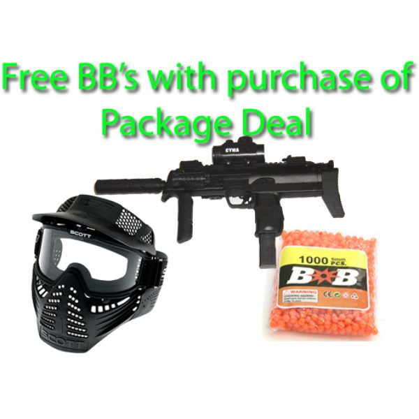 See Airsoft Rifle 1 Spring Blade Trinity Style MP7 Assault Rifle PDW FPS-125, Scope, Tactical Light, Laser, Foregrip, Silencer Airsoft Gun Package Deal (Mask and BBs)