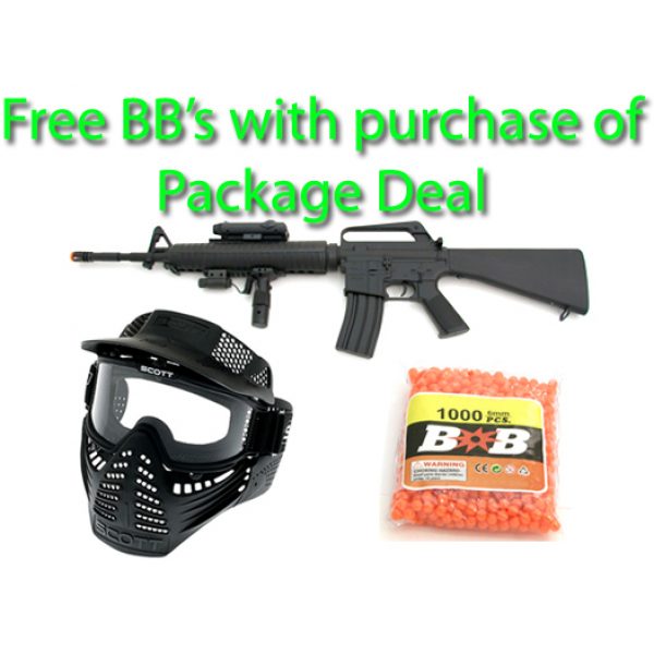 See Airsoft Rifle 1 M16A3 Assault Rifle FPS-200 Spring Airsoft Gun Package Deal (Mask and BBs)