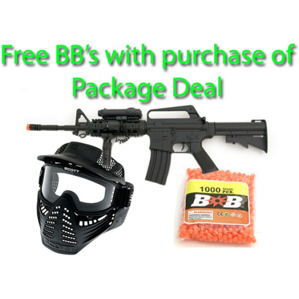 See Airsoft Rifle 1 M16A4 Assault Rifle FPS-200 Spring Airsoft Gun Package Deal (Mask and BBs)