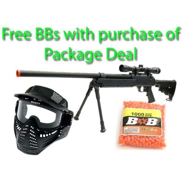 See Airsoft Rifle 1 Spring M187D Bolt Action Sniper Rifle FPS-550 Airsoft Gun Package Deal (Mask and BBs)