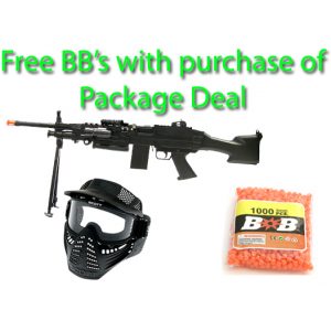 See Airsoft Rifle 1 M248 SAW Spring Airsoft Machine Gun Package Deal (Mask and BBs)
