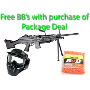 See Airsoft Rifle 1 M249 MKII SAW FPS-300 Spring Airsoft Machine Gun Package Deal (Mask and BBs)