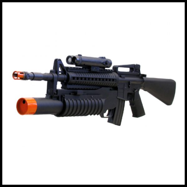 See Airsoft Rifle 2 Mini M16A6 Rifle FPS-200 M203 Grenade Launcher Spring Airsoft Gun Package Deal (Mask and BBs)