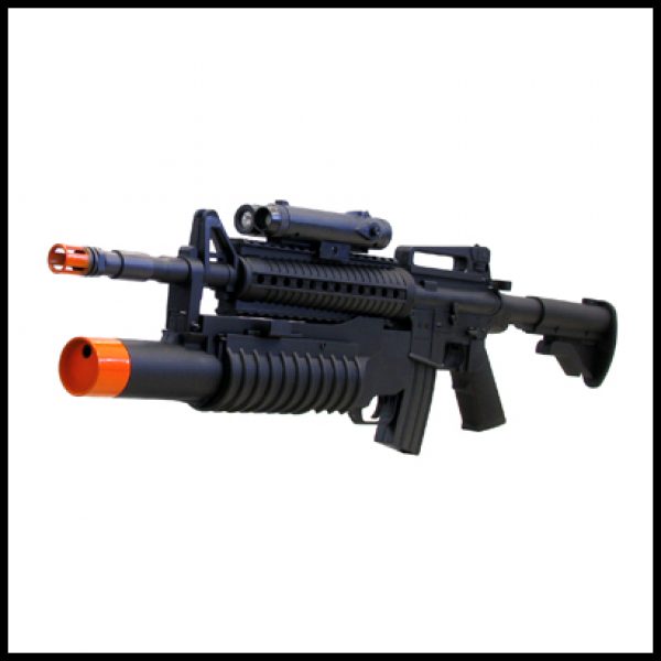 See Airsoft Rifle 2 Mini Rambo M16A3 Rifle FPS-200 M203 Grenade Launcher Spring Airsoft Gun Package Deal (Mask and BBs)