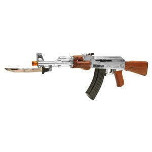 See Airsoft Rifle 1 Mini Silver AK-47 Bayonet Rifle FPS-200 Spring Airsoft Gun