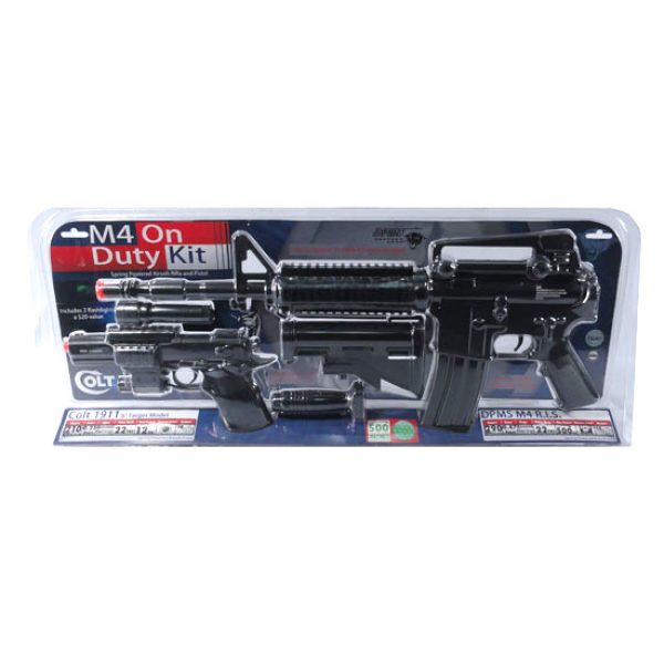 See Airsoft Rifle 1 Panther Arms M4 On Duty Kit FPS-290 and 1911 Pistol FPS-210 Spring AirsoftGun