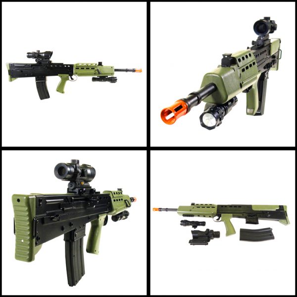 See Airsoft Rifle 2 Refurbished Spring SA80 Rifle FPS-360 Electronic Sight, Flashlight Airsoft Gun