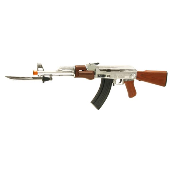 See Airsoft Rifle 1 Silver AK-47 Bayonet Assault Rifle FPS-200 Spring Airsoft Gun