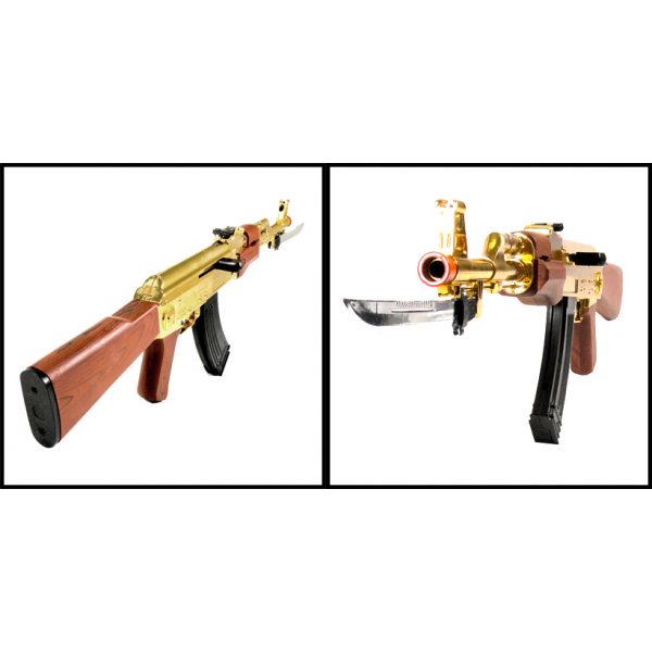 See Airsoft Rifle 2 Silver AK-47 Bayonet Assault Rifle FPS-200 Spring Airsoft Gun
