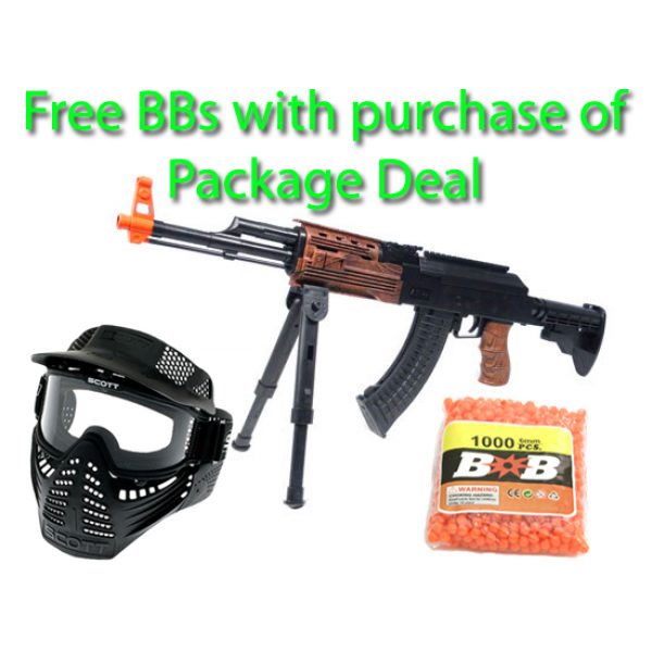 See Airsoft Rifle 1 Spec Ops AK-47 Rifle FPS-260 Spring Airsoft Gun Package Deal (Mask and BBs)