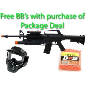 See Airsoft Rifle 1 Special Forces M16 Rifle FPS-275 M203 Grenade Launcher Spring Airsoft Gun Package Deal (Mask and BBs)