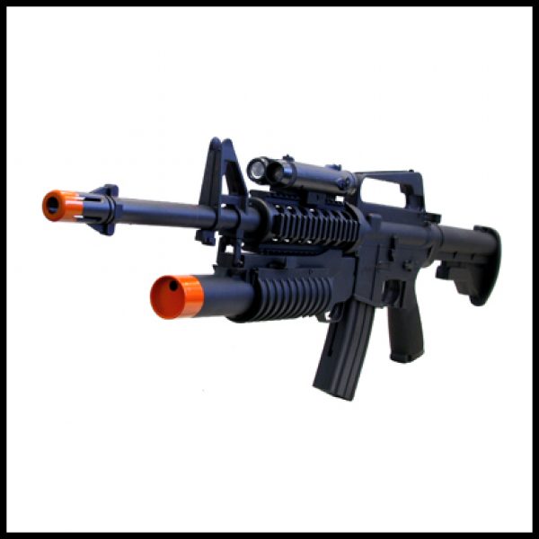 See Airsoft Rifle 2 Special Forces M16 Rifle FPS-275 M203 Grenade Launcher Spring Airsoft Gun Package Deal (Mask and BBs)