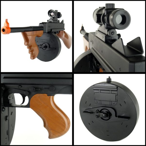 See Airsoft Rifle 2 Spring 8903A Tommy Gun FPS-340 Airsoft Submachine Gun With Red Dot Scope