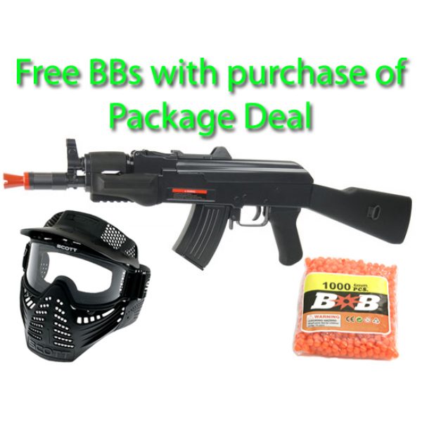 See Airsoft Rifle 1 Spring AK-47 Spetz FPS-250 Airsoft Rifle With BB Shell Casings Package Deal (Mask and BBs)