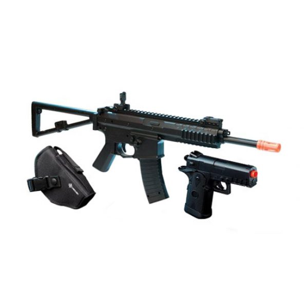 See Airsoft Rifle 1 Spring Crosman Defender Elite Rifle FPS-350 and Spring Pistol FPS-200 Black Airsoft Gun