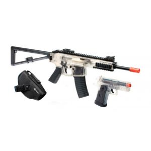 See Airsoft Rifle 1 Spring Crosman Defender Elite Rifle FPS-350 and Spring Pistol FPS-200 Clear Airsoft Gun