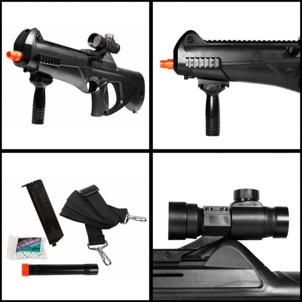 See Airsoft Rifle 2 Spring Cyber Gun Beretta Storm Rifle FPS-370 Fore Grip, Mock Scope Airsoft Gun