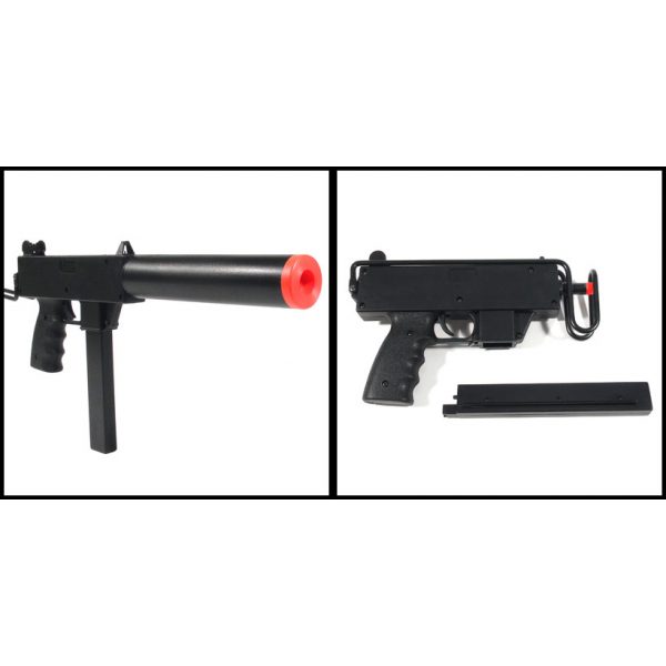 See Airsoft Rifle 2 Spring HFC Assault SMG FPS-200 Folding Stock, Mock Silencer Airsoft Gun