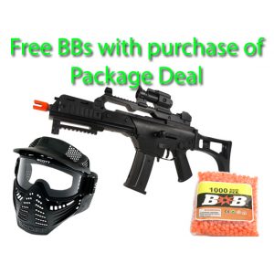 See Airsoft Rifle 1 Spring JP G36 956A FPS-220 Airsoft Gun Package Deal (Mask and BBs)