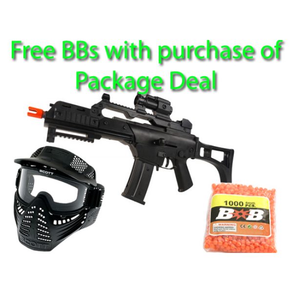 See Airsoft Rifle 1 Spring JP G36 956B FPS-220 Airsoft Gun Package Deal (Mask and BBs)